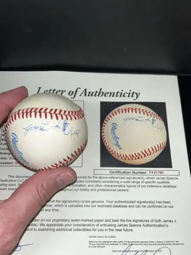 Signed James Cool Papa Bell baseball with letter of authenticity for collectors