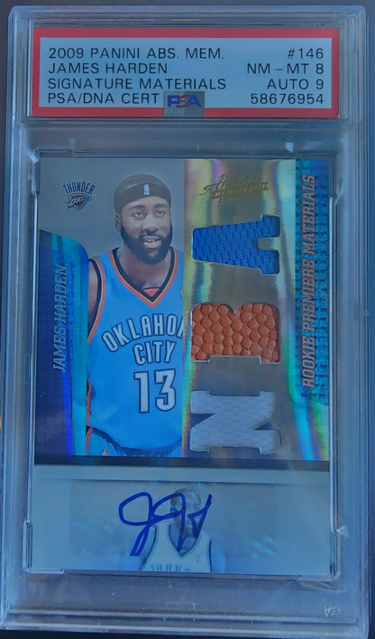 James Harden 2009 Panini Absolute Patch Auto rookie card with jersey swatches and autograph