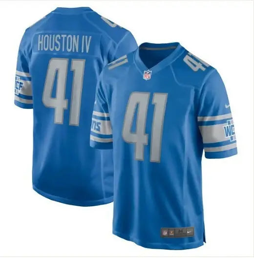 Light blue James Houston Detroit Lions Nike Game Jersey with silver 41 number