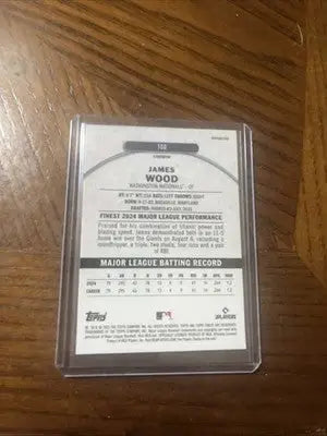 James Wood 2025 Topps Finest Rookie baseball card in plastic top loader