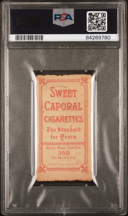 PSA-graded Jap Barbeau 1909-11 T206 Sweet Caporal 350/30 card in protective case