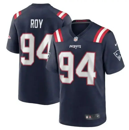 Navy blue New England Patriots Nike Jaquelin Roy football jersey with number 94