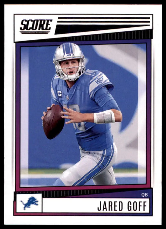 Jared Goff football card from 2022 Score series featuring Detroit Lions player