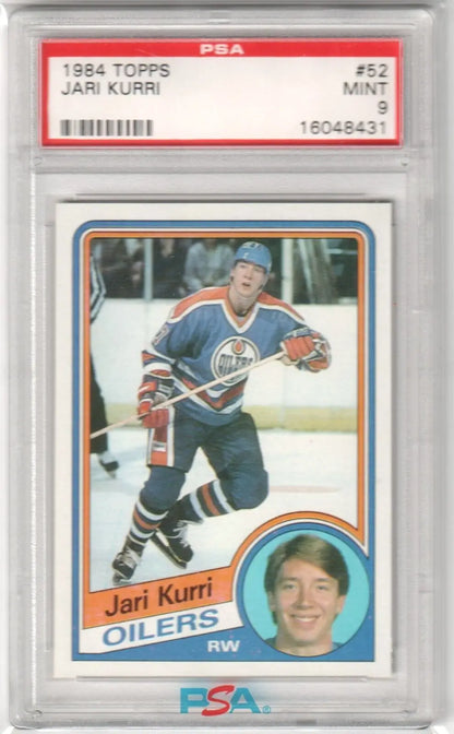 Graded Jari Kurri hockey card from Columbia Hobby, 1984-85 Topps PSA 9 Mint