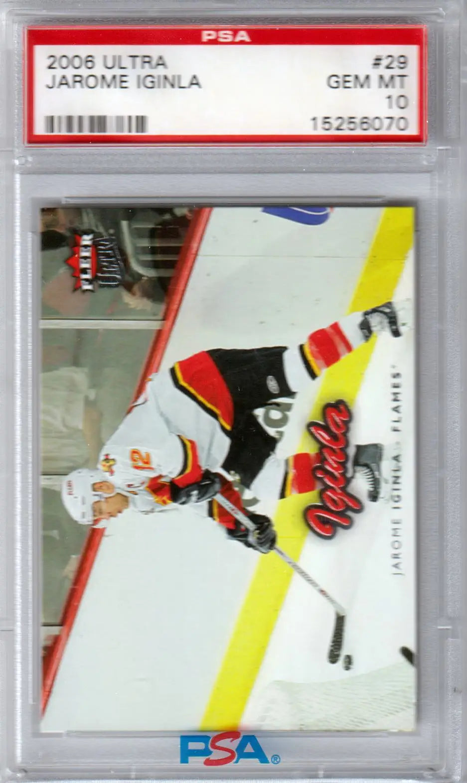Graded Jarome Iginla hockey card from Columbia Hobby, Gem Mint Flames collection