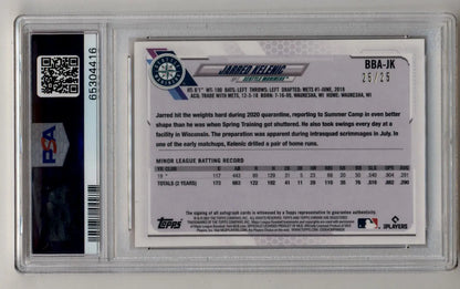 Graded Jarred Kelenic baseball card from Ben Baller Chrome Orange Auto series