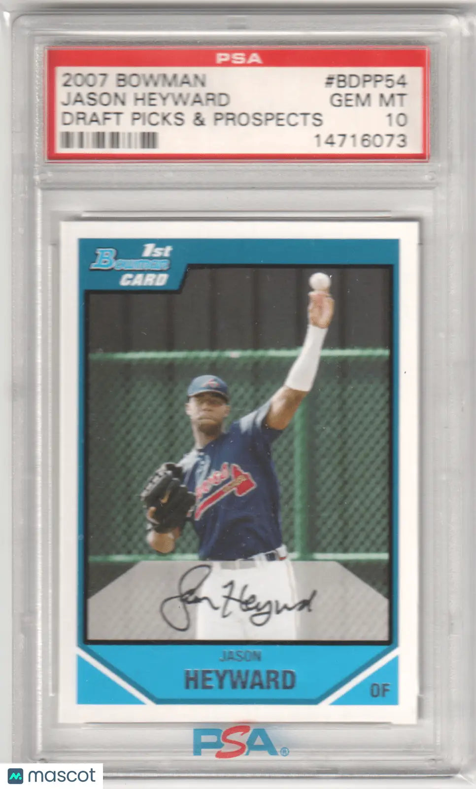 Graded Jason Heyward baseball card from Bowman Draft Picks at Columbia Hobby, PSA 10