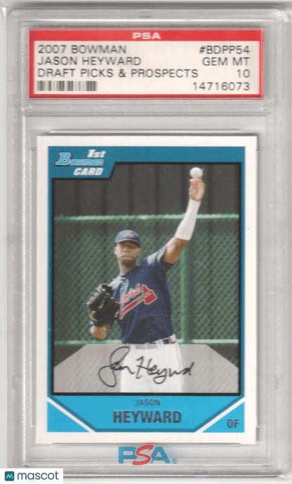 Graded Jason Heyward baseball card from Bowman Draft Picks at Columbia Hobby, PSA 10