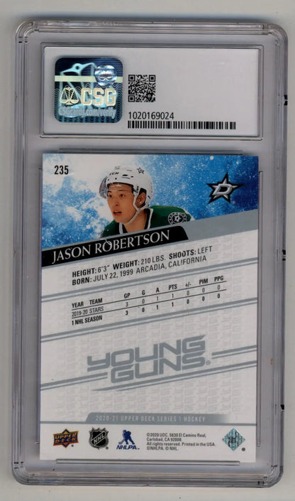 Jason Robertson 2020-21 Upper Deck #235 Young Gun CSG 9.5 in protective case