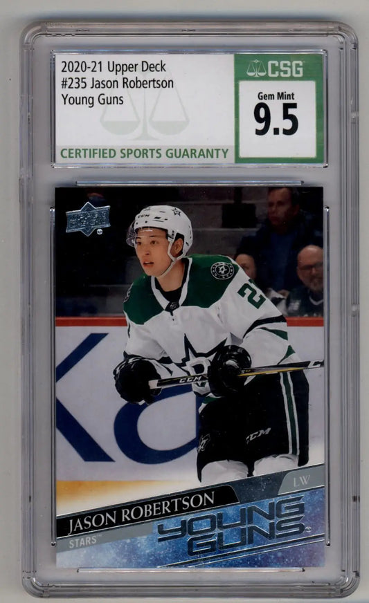 Graded CSG 9.5 Jason Robertson 2020-21 Upper Deck Young Guns hockey card Dallas Stars