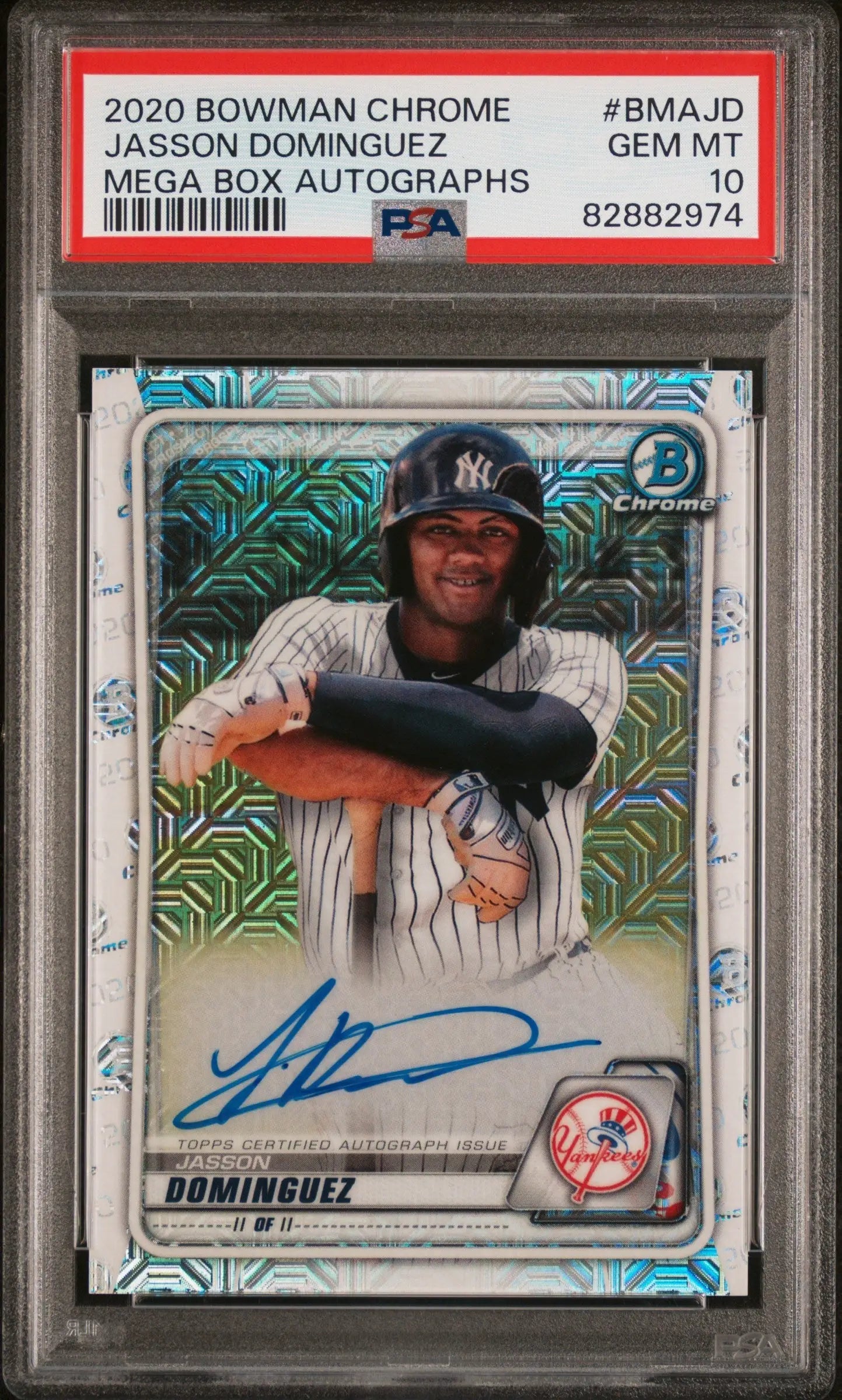 Graded 2020 Bowman Chrome Mega Box Auto Jasson Dominguez baseball card PSA 10 Gem Mint