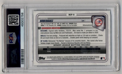 Graded Jasson Dominguez Bowman Chrome Sapphire baseball card PSA 10 Gem Mint