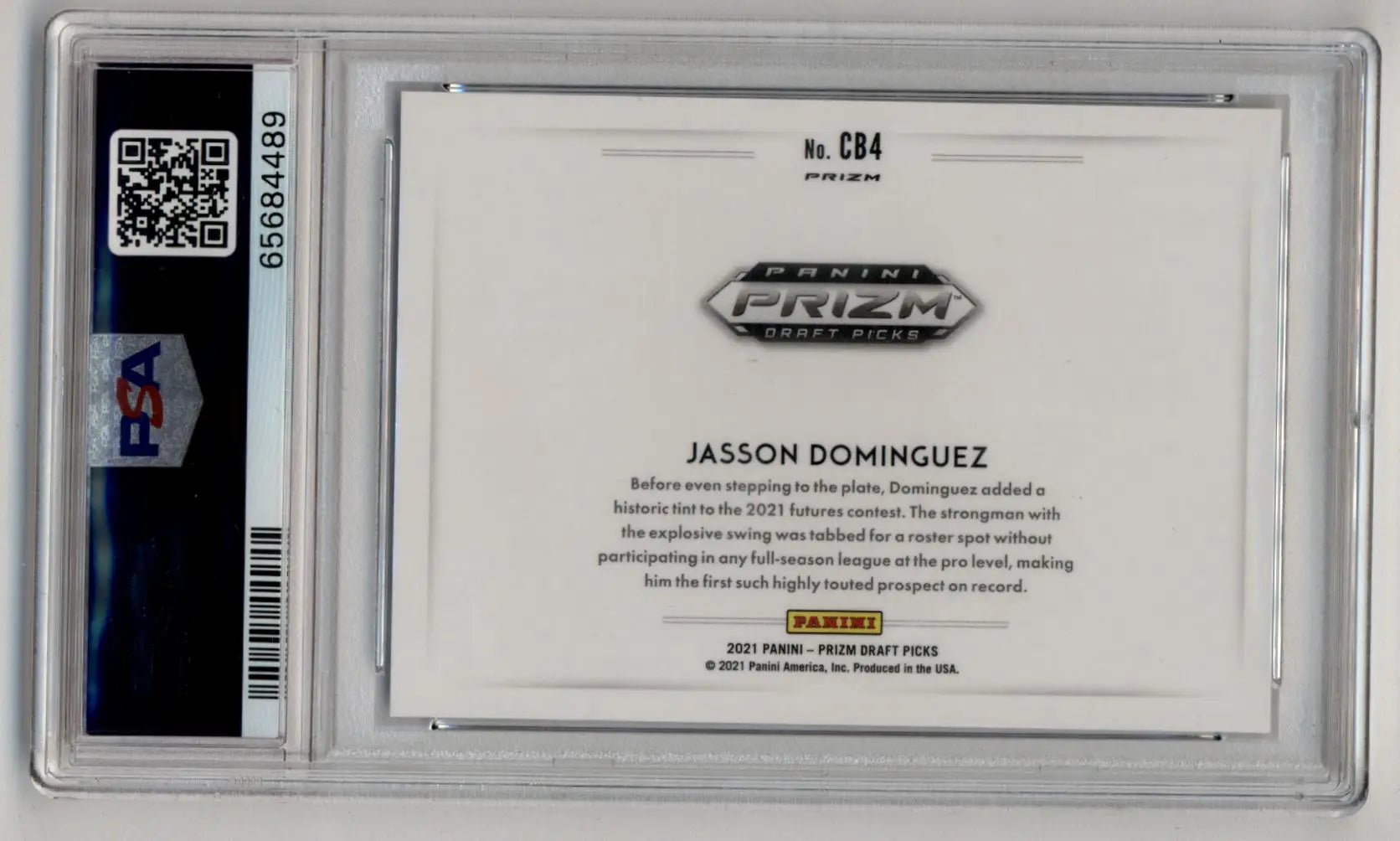 PSA-graded Jasson Dominguez 2021 Panini Prizm Draft Picks Color Blast card