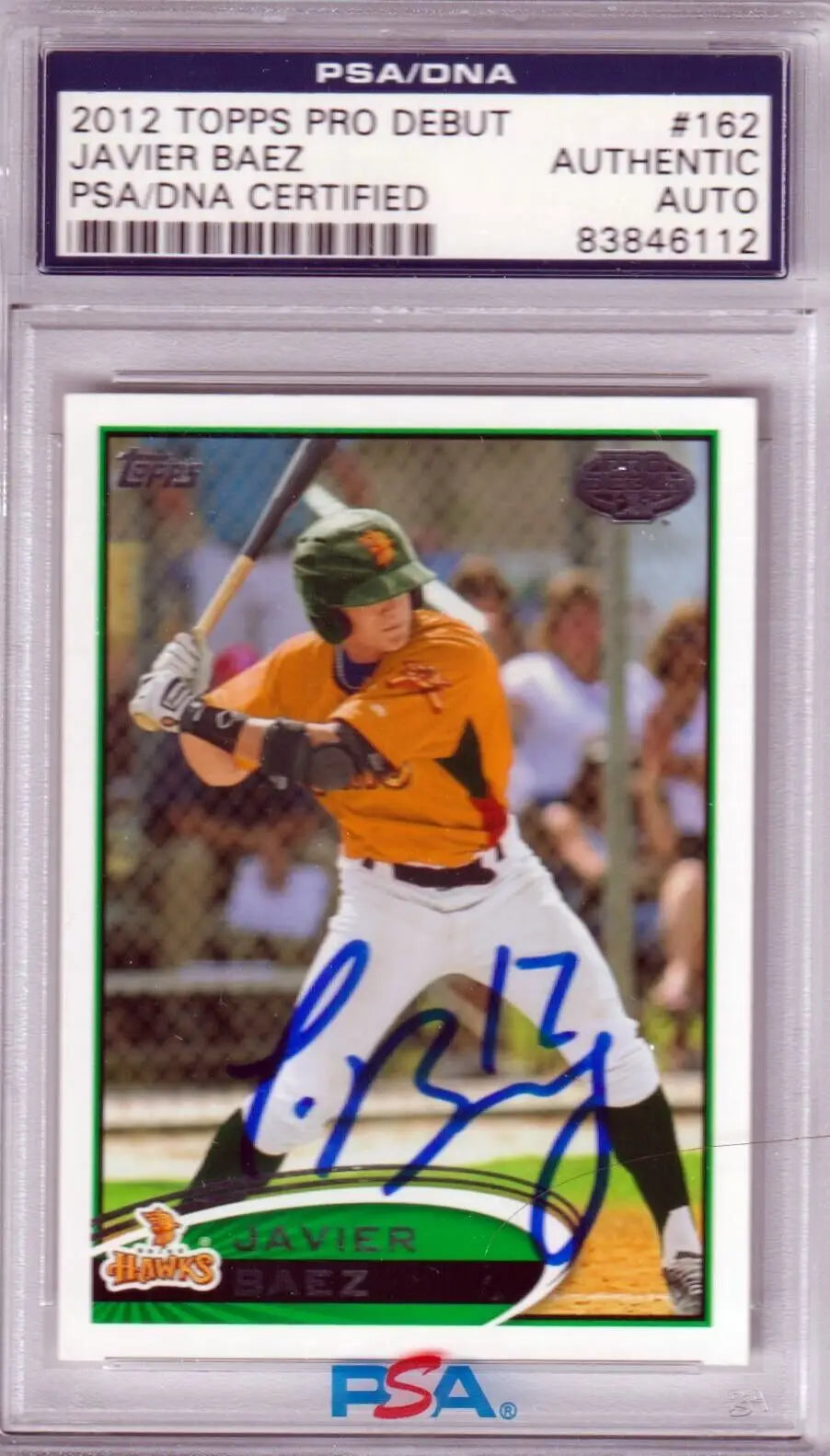 Signed Javier Baez baseball card from Topps Pro Debut by Columbia Hobby