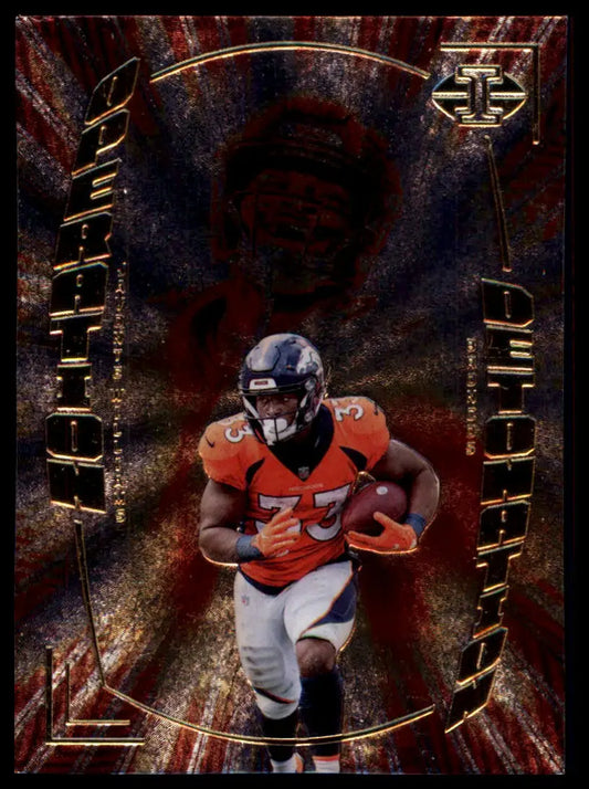Football player card featuring Javonte Williams from Panini Illusions 2022 Denver