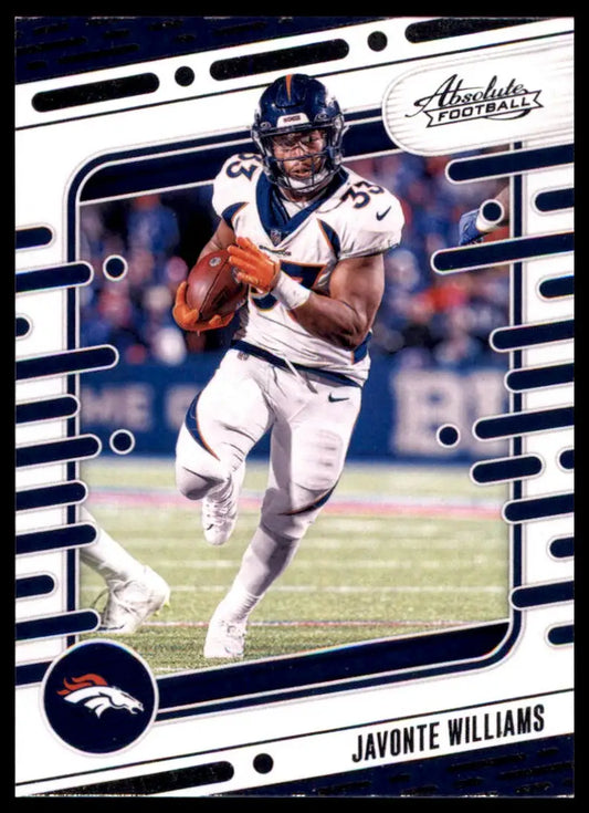 Javonte Williams football card from Panini Absolute 2024 Denver Broncos product