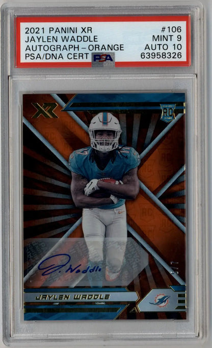 Jaylen Waddle 2021 Panini XR Auto Orange #106 5/7 PSA 9 Mint Auto 10 - Singles