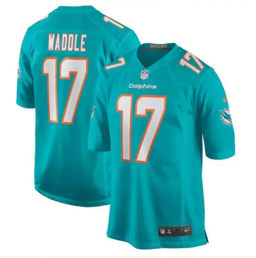 Teal Miami Dolphins Jaylen Waddle Nike Game Player Jersey with 17 on front and back