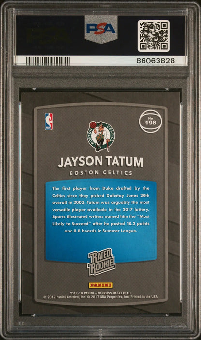 Graded Jayson Tatum Boston Celtics rookie basketball card in Gem Mint condition for trading