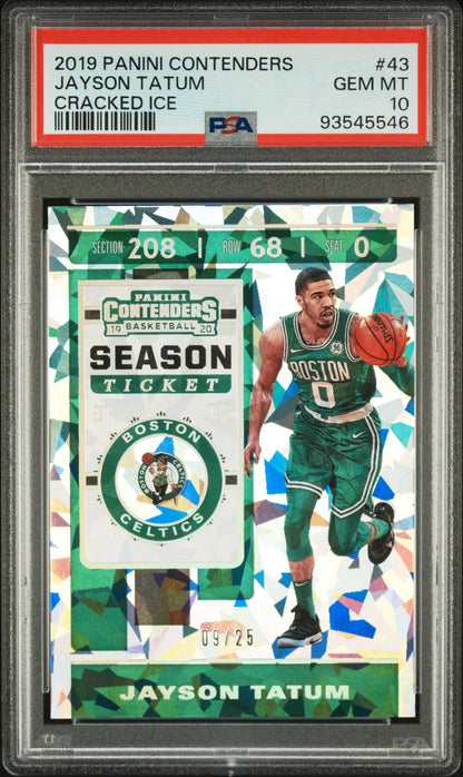 Jayson Tatum 2018 Panini Contenders #43 Cracked Ice #9/25 PSA 10 Gem Mint - Singles
