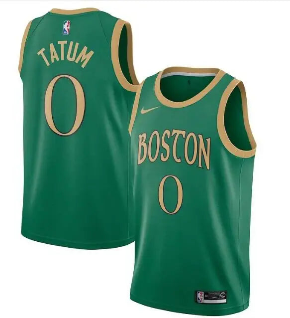 Green Boston Celtics Jayson Tatum Nike Swingman City Edition basketball jersey with gold trim