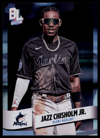 Jazz Chisholm Jr. baseball card from 2024 Topps Big League series featuring Miami Marlins