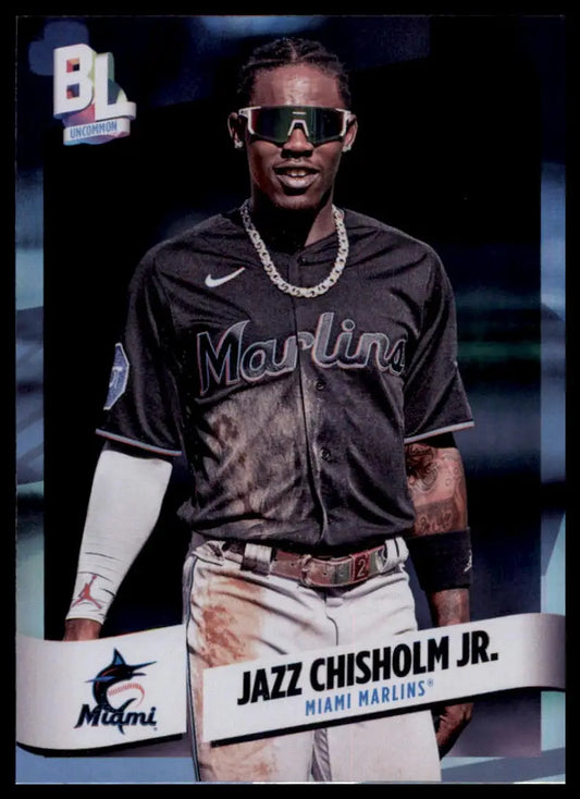 Jazz Chisholm Jr. baseball card from 2024 Topps Big League series featuring Miami Marlins