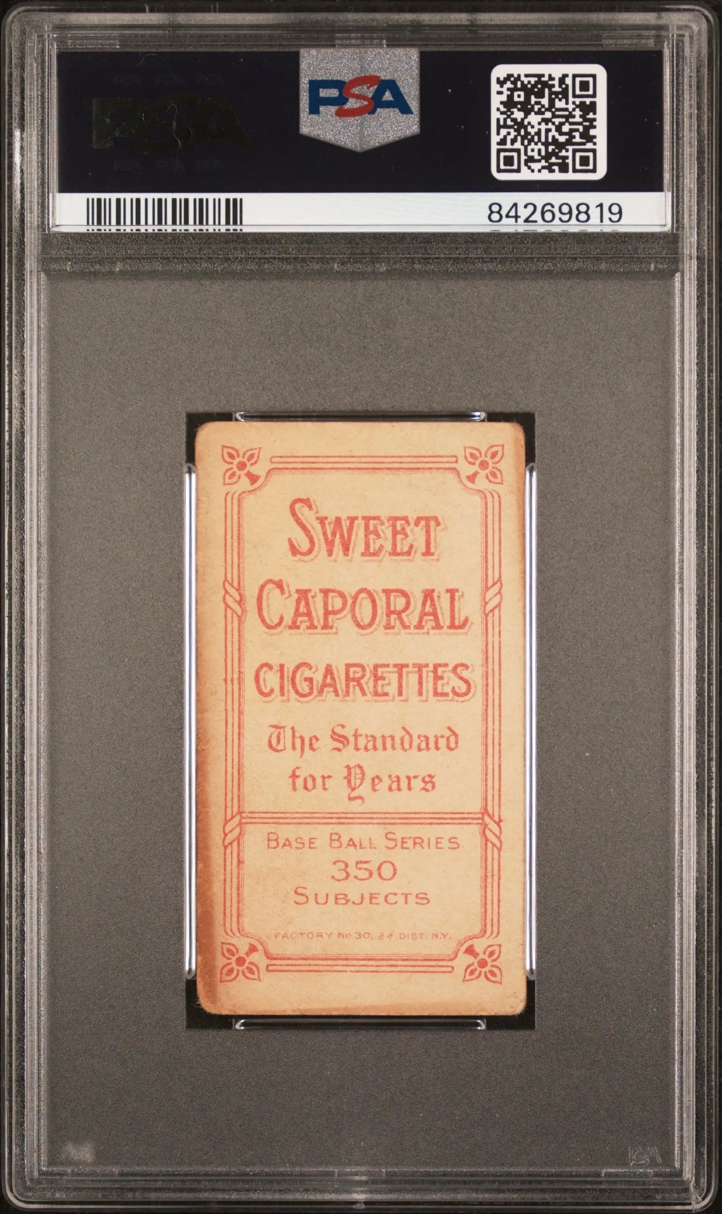 Vintage Jean Dubuc T206 Sweet Caporal cigarette card in protective PSA grading case