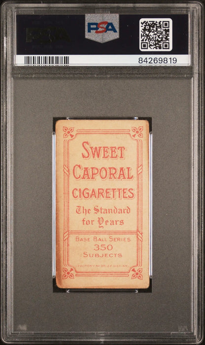 Vintage Jean Dubuc T206 Sweet Caporal cigarette card in protective PSA grading case