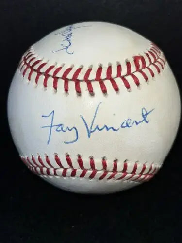 Autographed baseball signed by Jean Yawkey, Marge Schott, and Fay Vincent JSA Authenticated