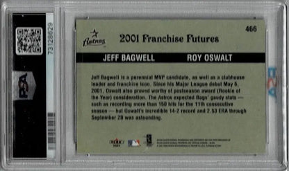 Graded 2001 Fleer Platinum Franchise Futures baseball card of Roy Oswalt and Jeff Bagwell