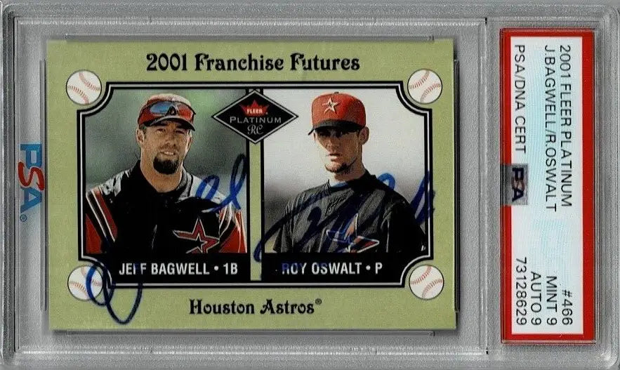 Autographed Roy Oswalt 2001 Fleer Platinum Franchise Futures baseball card in PSA DNA