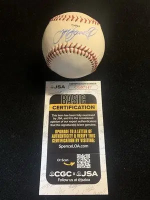Autographed Jeff Bagwell Houston Astros baseball with JSA certification card