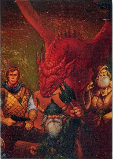 Red dragon with horns and fierce expression on Jeff Easley Metallic Storm Chase Card