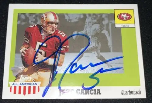 Signed Jeff Garcia football card from 2003 Topps All-American trading cards collection