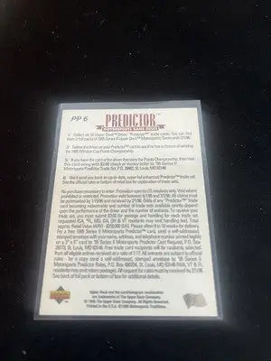 Predictor Motorsports game rules card from Jeff Gordon Upper Deck Predictor set