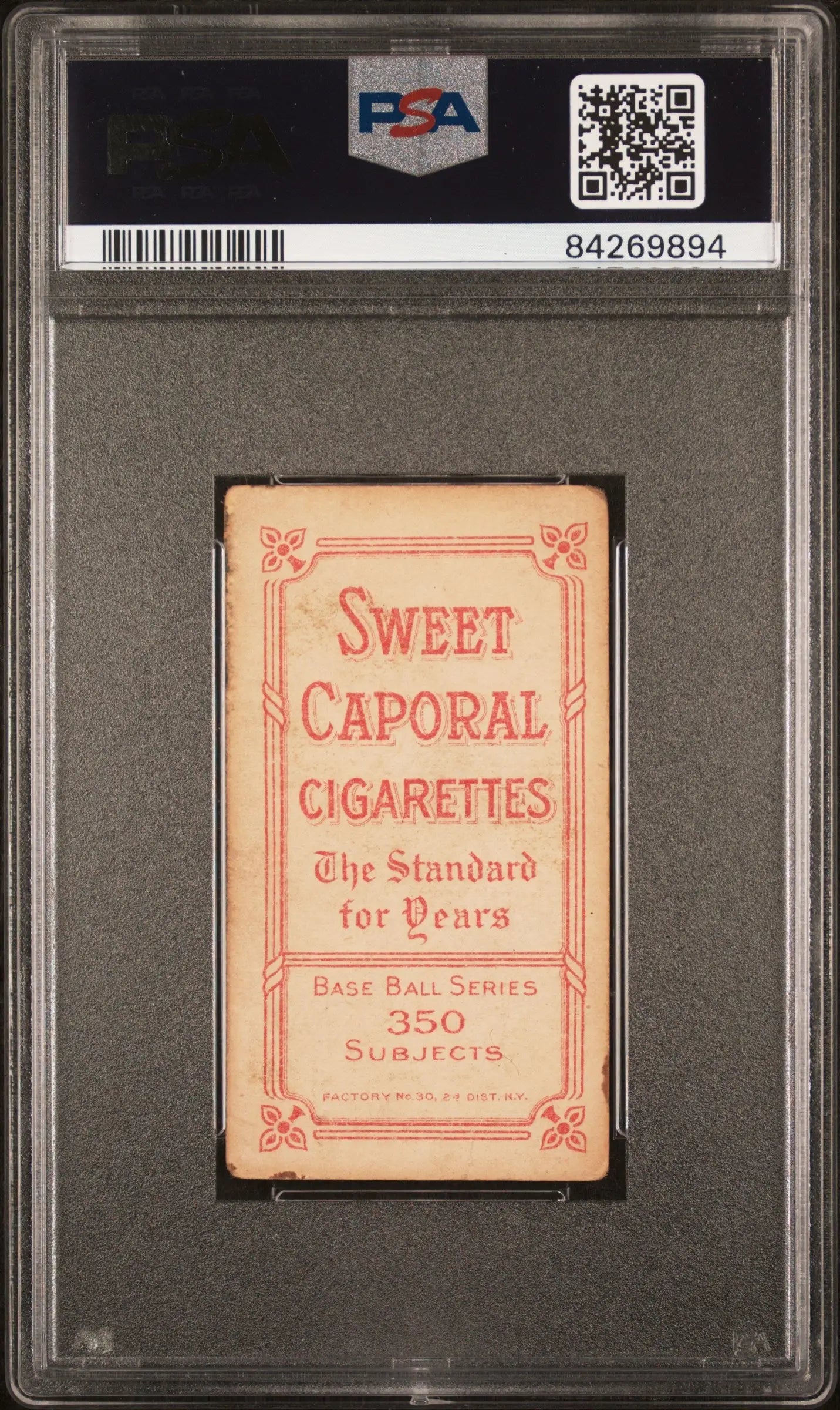 Vintage Jeff Sweeney T206 Sweet Caporal trading card with red text on light background