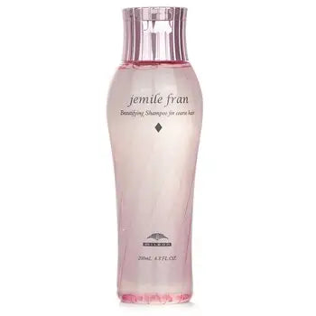 Translucent pink Jemile Fran Beautifying Shampoo bottle with metallic cap for coarse hair