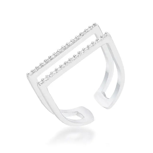 Jenn 0.2ct CZ Rhodium Pave Parallel Ring - Rings