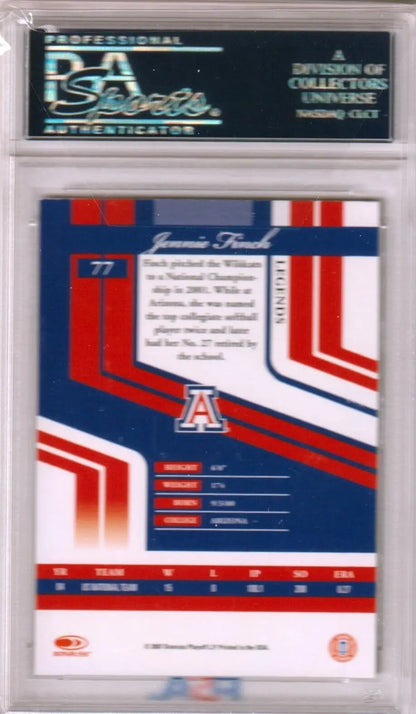 Jennie Finch single softball card from JENNIE FINCH 2001 Elite Extra Auto PSA DNA