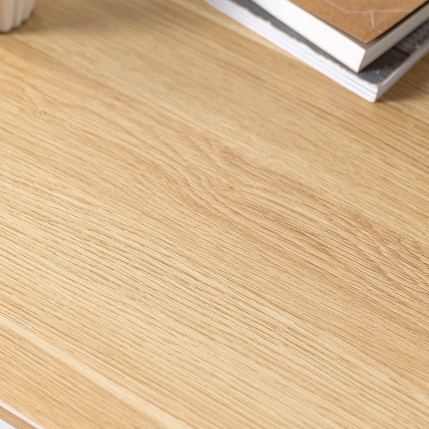 Jennifer 63 Inch White Frame Desk, Computer Workstation, Office Desk, Easy Assembly, Natural-2