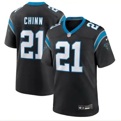 Black Jeremy Chinn Carolina Panthers Nike Game Jersey displayed on a mannequin