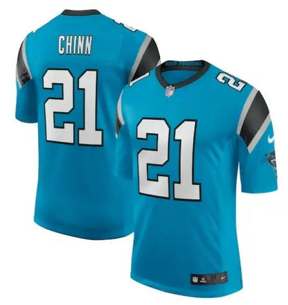 Light blue Jeremy Chinn Carolina Panthers Nike Vapor Limited Jersey with black and grey accents