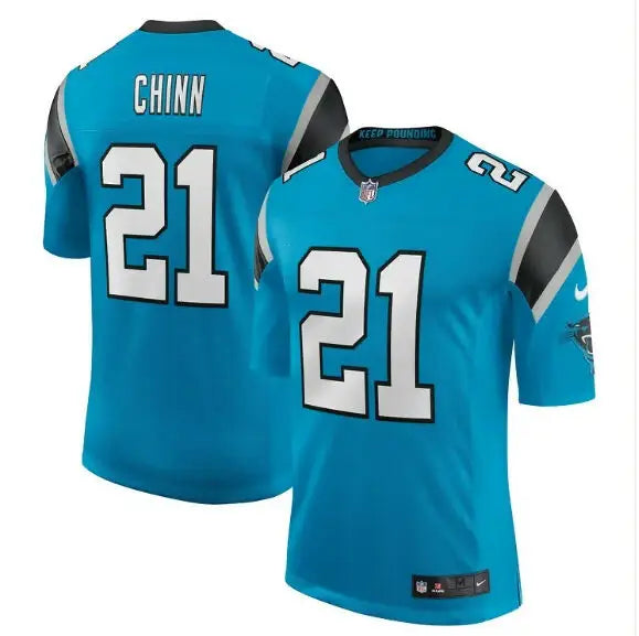 Light blue Jeremy Chinn Carolina Panthers Nike Vapor Limited jersey with CHINN and 21