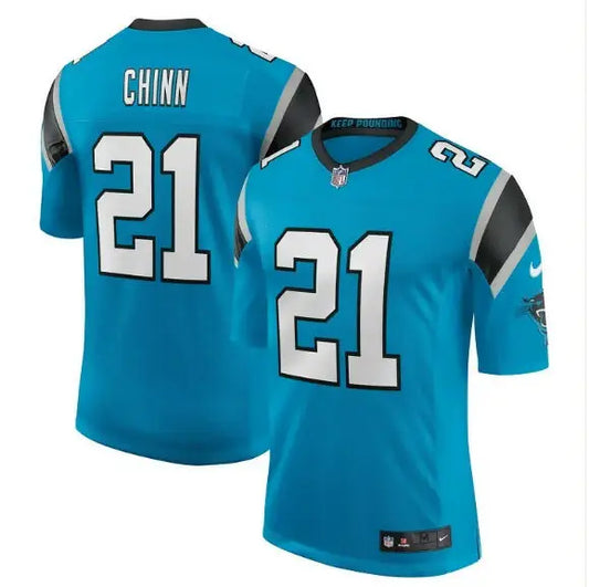 Light blue Jeremy Chinn Carolina Panthers Nike Vapor Limited jersey with CHINN and 21