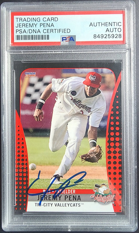 Jeremy Pena 2018 Choice Auto PSA Auth autographed trading card with PSA grading