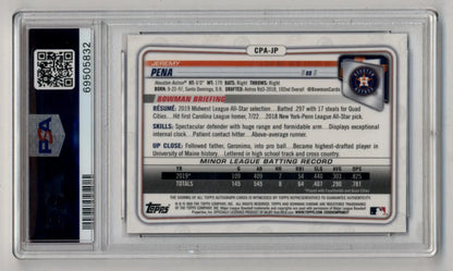 Jeremy Pena Bowman Chrome Prospect auto baseball card in clear protective slab