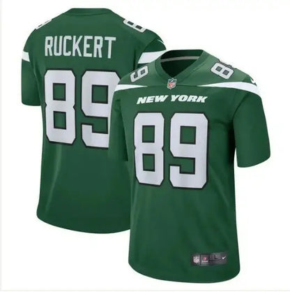 Green New York Jets Nike Jeremy Ruckert game jersey with number 89