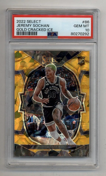 Jeremy Sochan 2022-23 Select Gold Cracked Ice 06/10 PSA 10 Gem Mint - Singles