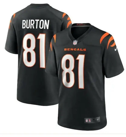 Black Cincinnati Bengals Jermaine Burton Nike Game Jersey with name BURTON and number 81